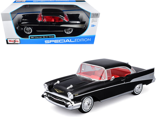 1957 Chevrolet Bel Air Coupe Black with Red Interior "Special Edition" Series 1/18 T&y Diecast Model Car by Maisto