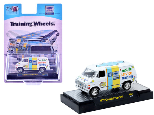 1972 Chevrolet G10 Van "Chevrolet Mobile Service Training" White with Graphics Limited Edition to 4400 pieces Worldwide 1/64 T&y Diecast Model Car by M2 Machines