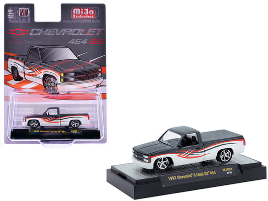 1992 Chevrolet C1500 SS 454 Pickup Truck Gray and White with Graphics Limited Edition to 9680 pieces Worldwide 1/64 T&y Diecast Model Car by M2 Machines
