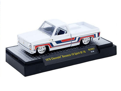 1976 Chevrolet Silverado Bonanza-10 Pickup Truck "Spirit of '76" White with Blue and Red Graphics Limited Edition to 12100 pieces Worldwide 1/64 Diecast Model Car by M2 Machines