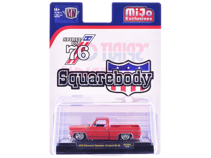 1976 Chevrolet Silverado Bonanza-10 Pickup Truck "Spirit of '76" Red Limited Edition to 12750 pieces Worldwide 1/64 Diecast Model Car by M2 Machines