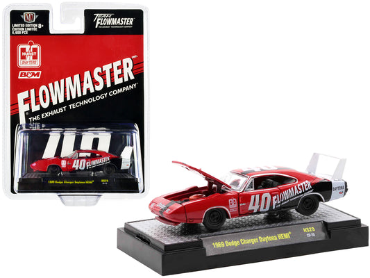 1969 Dodge Charger Daytona HEMI #40 Red Graphics 1/64 Diecast Model Car - M2