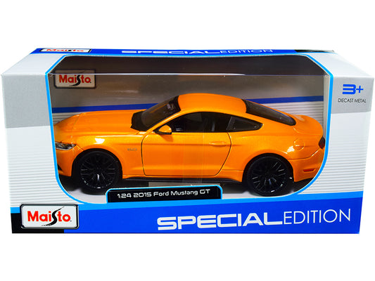 2015 Ford Mustang GT 5.0 Orange Metallic 1/24 Diecast Model Car - Maisto