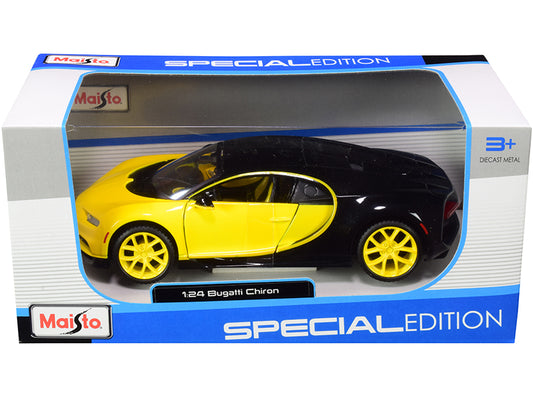 Bugatti Chiron Yellow and Black 1/24 Diecast Model Car - Maisto