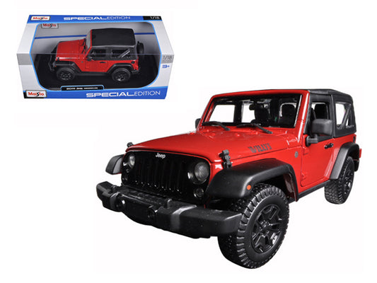 2014 Jeep Wrangler Willys Red 1/18 Diecast Model Car - Maisto
