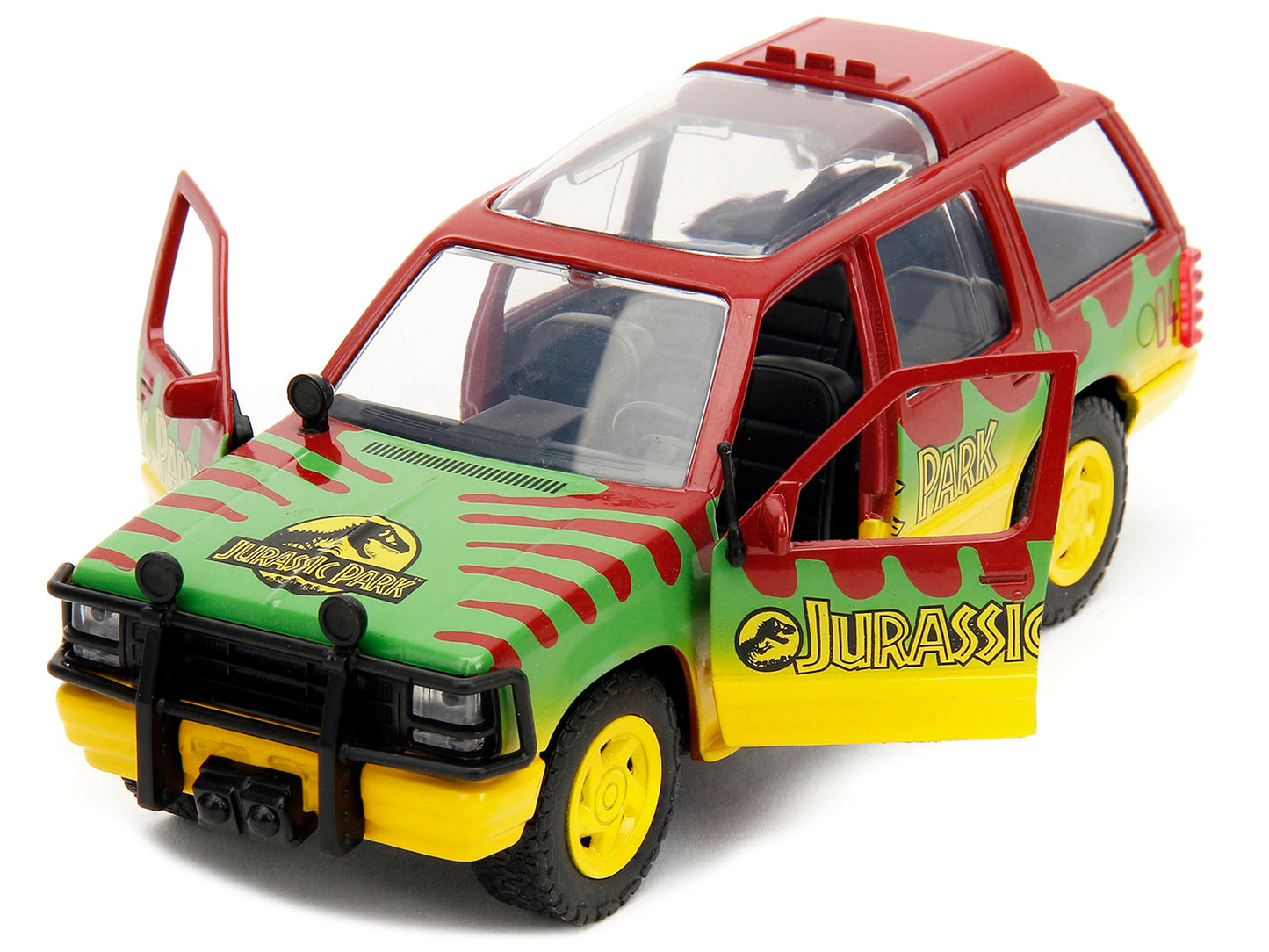 Ford Explorer Red and Yellow with Green Graphics "Jurassic Park" (1993) Movie 30th Anniversary "Hollywood Rides" Series 1/32 Diecast Model Car by Jada <h2>Ford Jada</h2> <p>High-quality perfect for co
