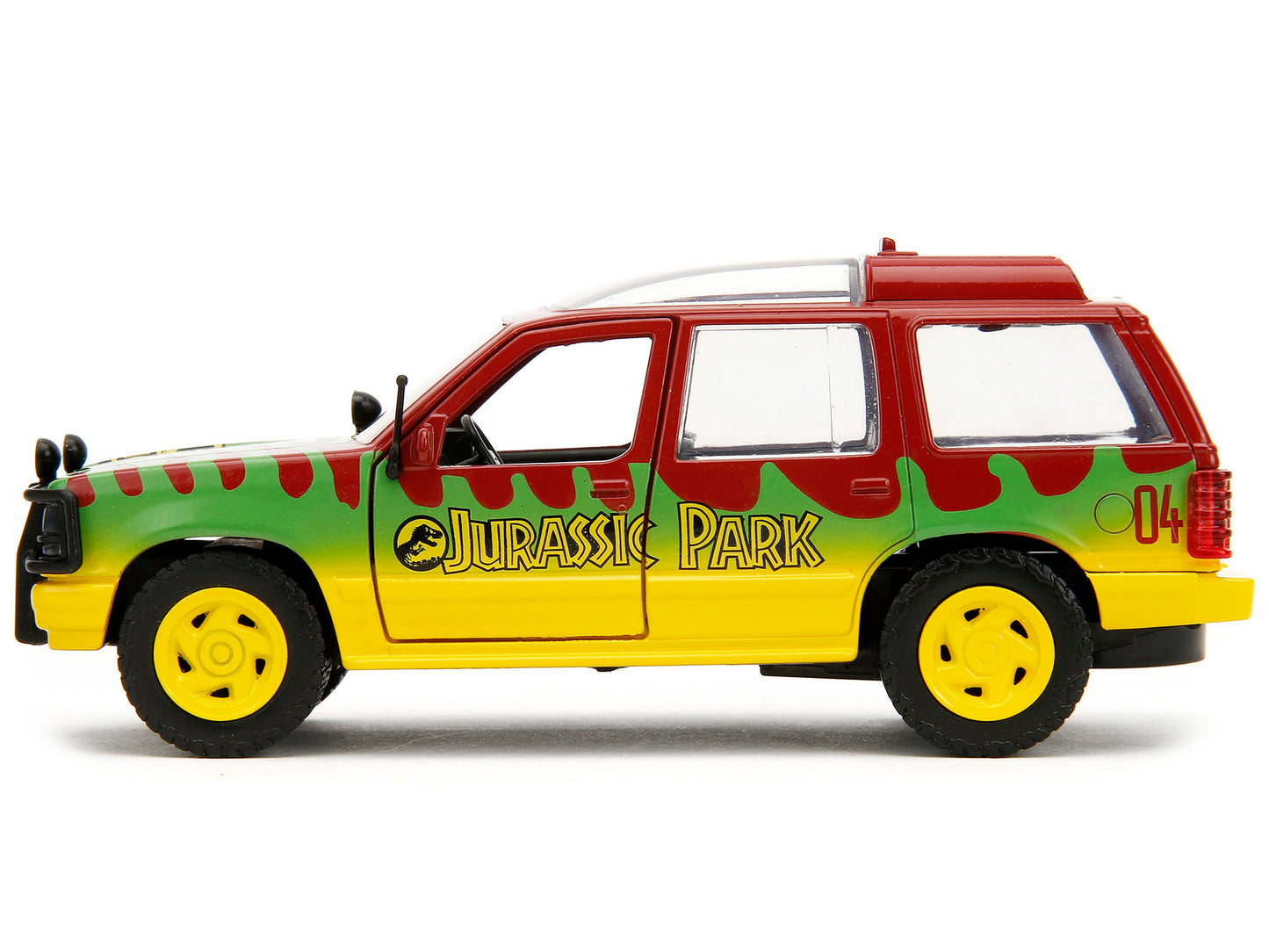 Ford Explorer Red and Yellow with Green Graphics "Jurassic Park" (1993) Movie 30th Anniversary "Hollywood Rides" Series 1/32 Diecast Model Car by Jada <h2>Ford Jada</h2> <p>High-quality perfect for co