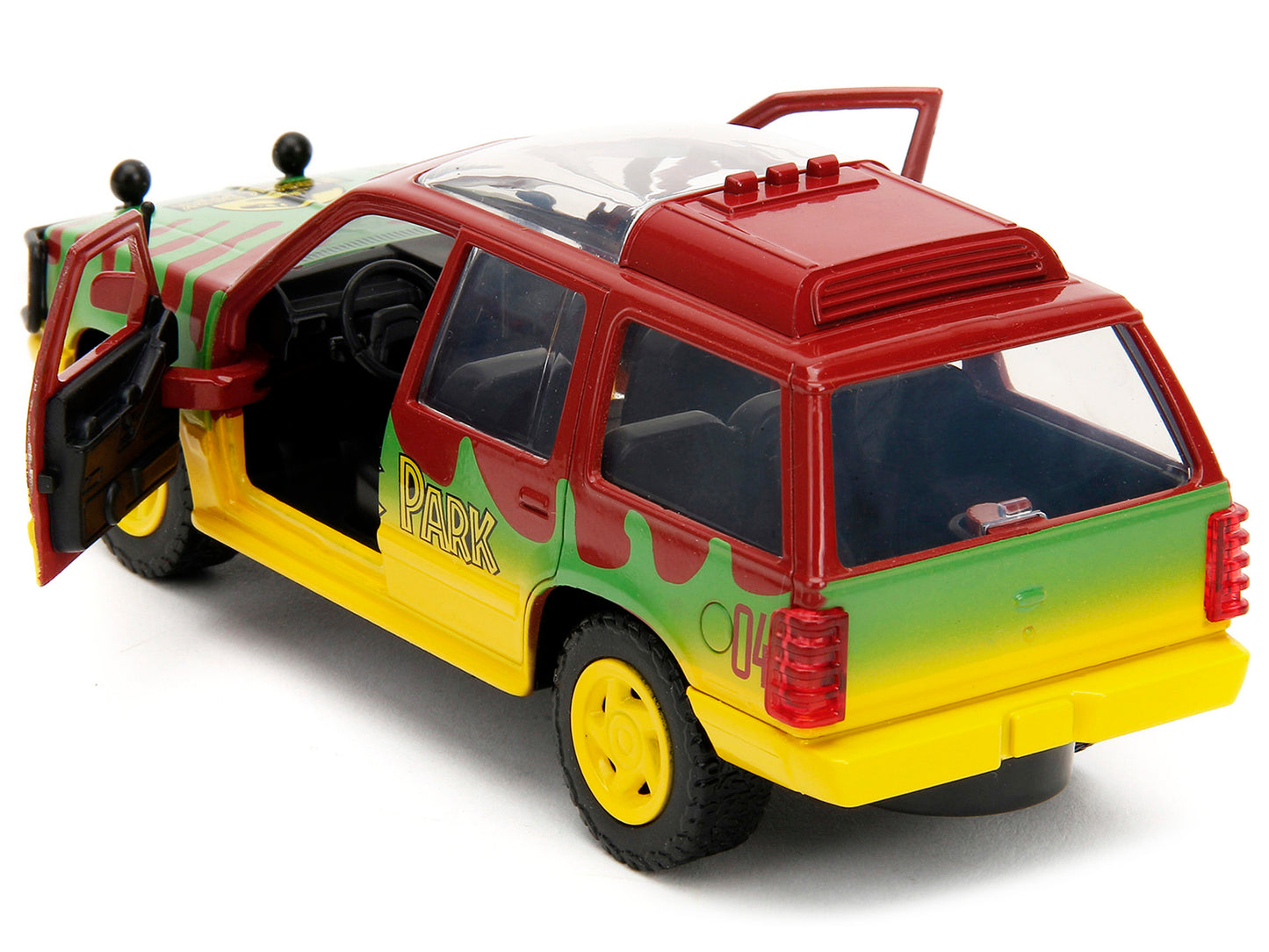 Ford Explorer Red and Yellow with Green Graphics "Jurassic Park" (1993) Movie 30th Anniversary "Hollywood Rides" Series 1/32 Diecast Model Car by Jada <h2>Ford Jada</h2> <p>High-quality perfect for co