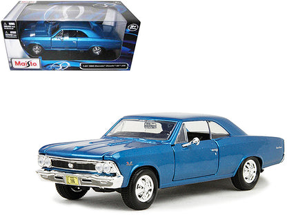 1966 Chevrolet Chevelle SS 396 Blue Metallic 1/24 T&y Diecast Model Car by Maisto