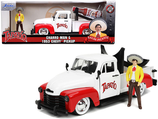 1953 Chevrolet Pickup Truck White and Red with Charro Man Diecast Figurine "Tapatio" 1/24 Model Car by Jada <h2>1953 Jada</h2> <p>High-quality perfect for collectors enthusiasts. Features detailed int