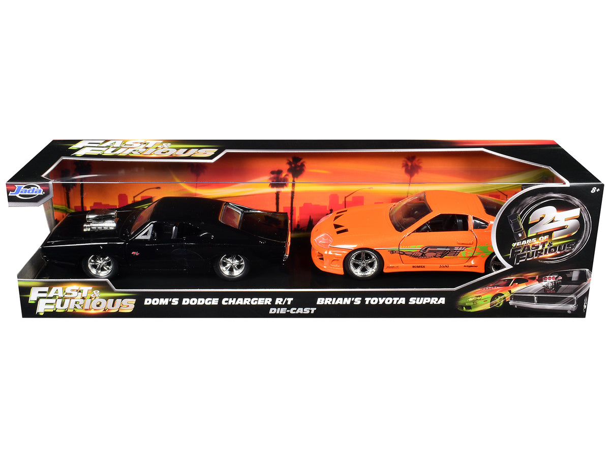 Dom's Dodge Charger R/T Black Brian's Toyota Supra 1/32 Diecast Model Car - Jada
