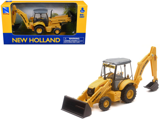 New Holland B110C Backhoe Loader Yellow T&y Diecast Model by New Ray