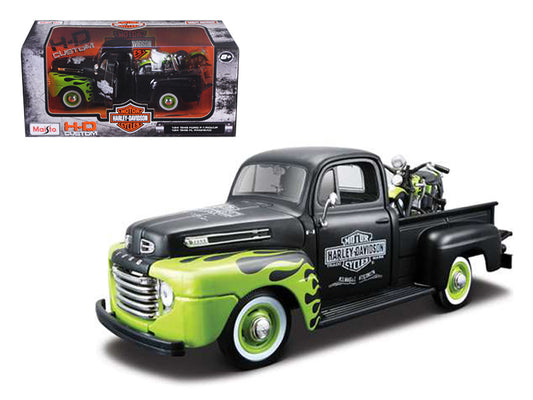 1948 Ford F-1 Pickup Truck 1948 Harley Davidson 1/24 Diecast Model - Maisto