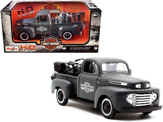 1948 Ford F-1 Pickup Truck 1942 Harley-Davidson WLA 1/24 Diecast Model - Maisto