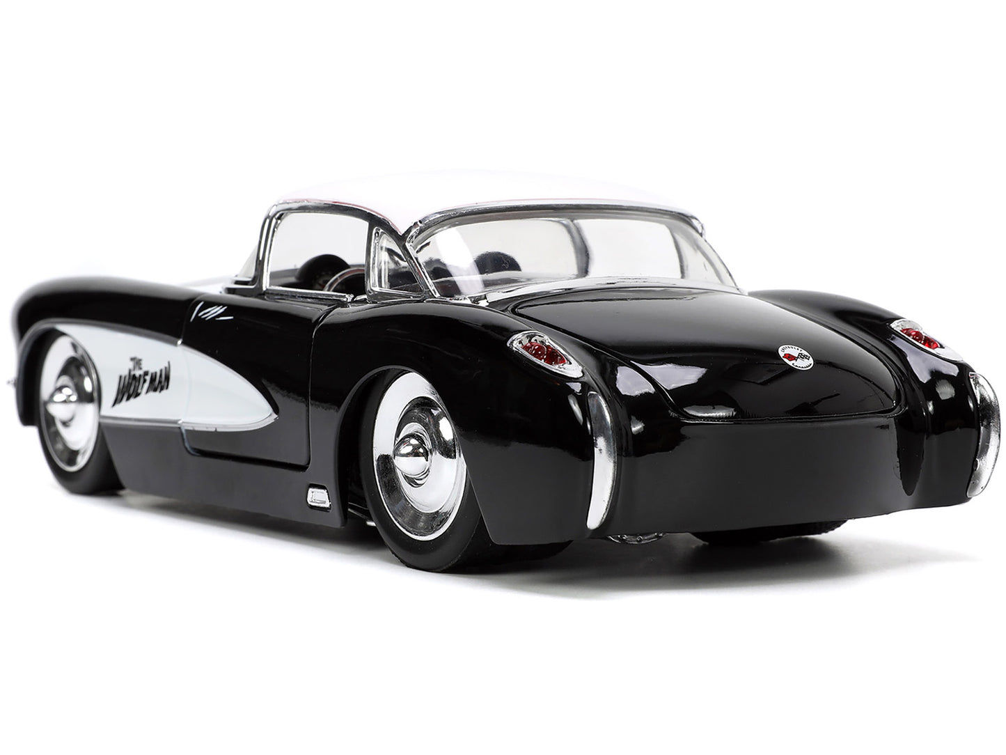 1957 Chevrolet Corvette Black with White Top and Wolfman Diecast Figure "Universal Monsters" "Hollywood Rides" Series 1/24 Model Car by Jada <h2>1957 Jada</h2> <p>High-quality perfect for collectors e