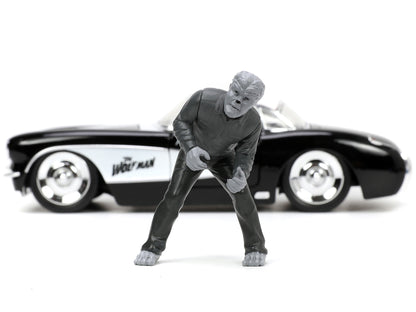1957 Chevrolet Corvette Black with White Top and Wolfman Diecast Figure "Universal Monsters" "Hollywood Rides" Series 1/24 Model Car by Jada <h2>1957 Jada</h2> <p>High-quality perfect for collectors e