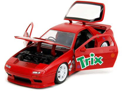 1985 Mazda RX-7 RHD (Right Hand Drive) Red with Graphics and Trix Rabbit Diecast Figure "Trix Cereal" "Hollywood Rides" Series 1/24 Model Car by Jada <h2>1985 Jada</h2> <p>High-quality perfect for col