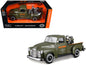 1950 Chevrolet 3100 Pickup Truck "Harley Davidson" Matt Green with 1936 Harley Davidson El Knucklehead Motorcycle Matt Green "HD Custom" Series 1/24 T&y Diecast Model Car by Maisto