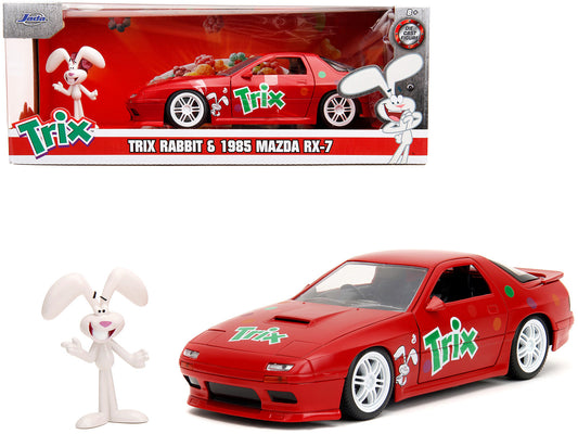 1985 Mazda RX-7 RHD (Right Hand Drive) Red with Graphics and Trix Rabbit Diecast Figure "Trix Cereal" "Hollywood Rides" Series 1/24 Model Car by Jada <h2>1985 Jada</h2> <p>High-quality perfect for col