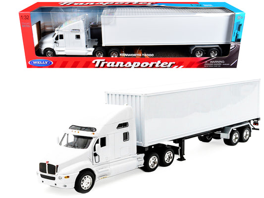 Kenworth T2000 Truck White with White Container "Transporter" Series 1/32 T&y Diecast Model by Welly