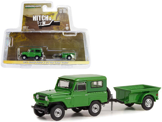 1972 Nissan Patrol Green 1/4 Ton Cargo Trailer 1/64 Diecast Model - Greenlight
