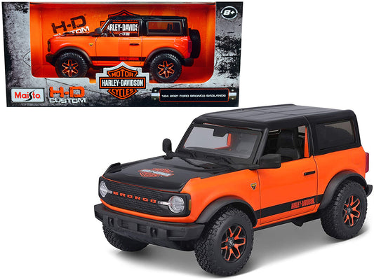 2021 Ford Bronco Badlands Orange Black 1/24 Diecast Model Car - Maisto
