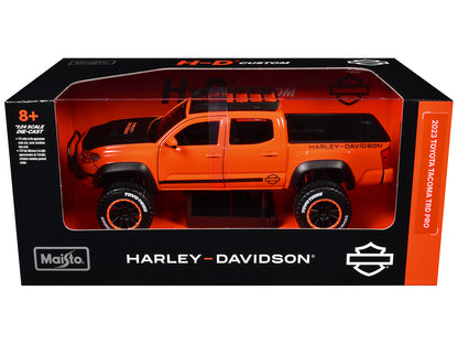 Maisto 2023 Toyota Tacoma TRD Pro Pickup Truck "Harley Davidson" Orange and Black with Roof Rack "H-D Custom" Series 1/24 Diecast Model Car by <h2>2023 Maisto</h2> <p>High-quality perfect for collecto