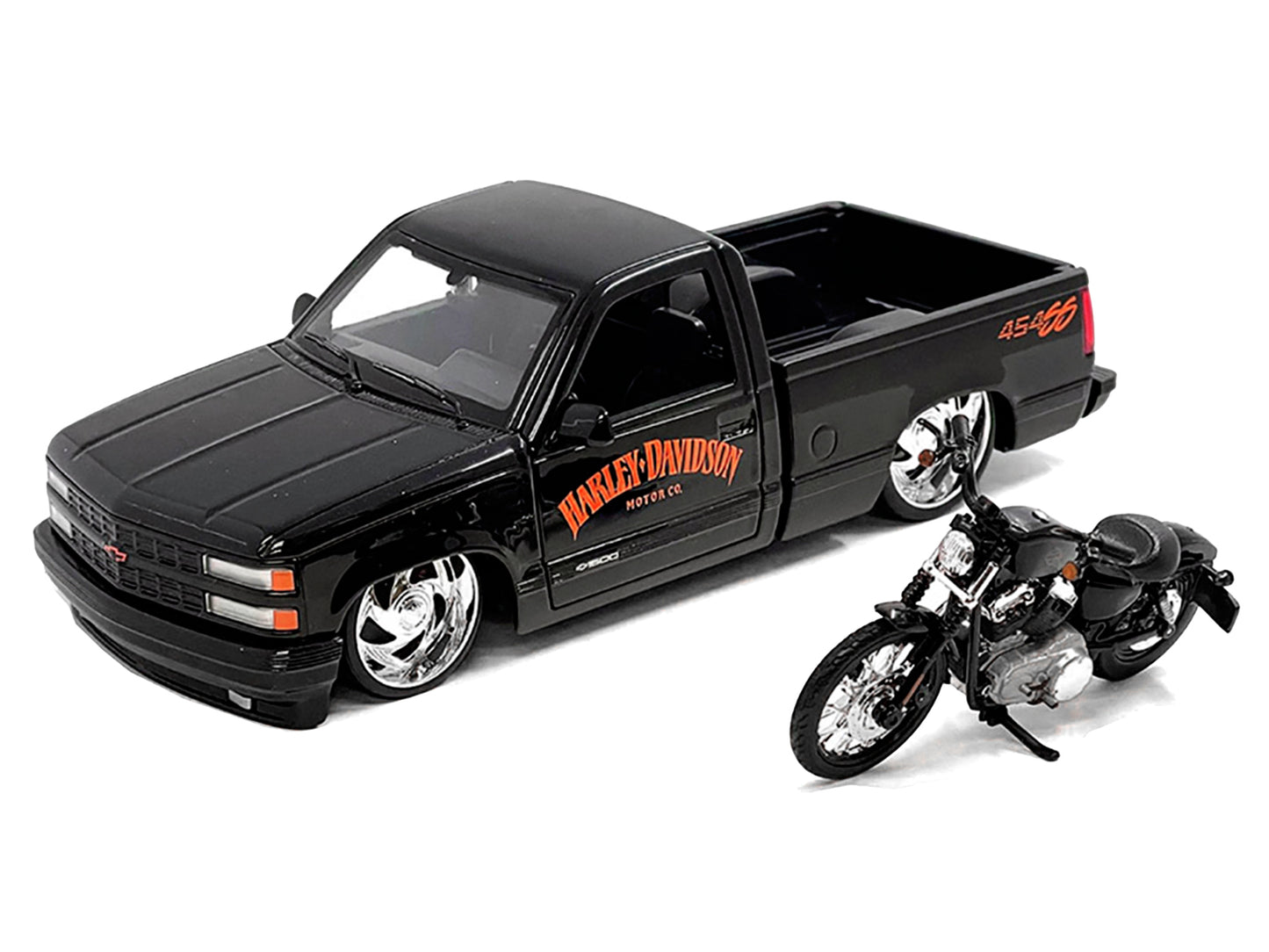 Maisto 1993 Chevrolet 454 SS Pickup Truck "Harley Davidson" Black and 2007 Harley-Davidson XL 1200N Nightster Motorcycle "H-D Custom" Series 1/24 Diecast Model Car by <h2>1993 Maisto</h2> <p>High-qual