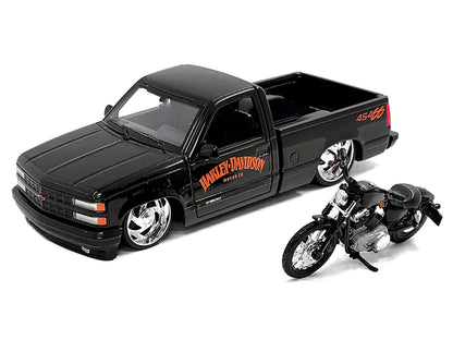 Maisto 1993 Chevrolet 454 SS Pickup Truck "Harley Davidson" Black and 2007 Harley-Davidson XL 1200N Nightster Motorcycle "H-D Custom" Series 1/24 Diecast Model Car by <h2>1993 Maisto</h2> <p>High-qual