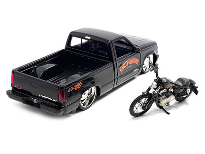 Maisto 1993 Chevrolet 454 SS Pickup Truck "Harley Davidson" Black and 2007 Harley-Davidson XL 1200N Nightster Motorcycle "H-D Custom" Series 1/24 Diecast Model Car by <h2>1993 Maisto</h2> <p>High-qual