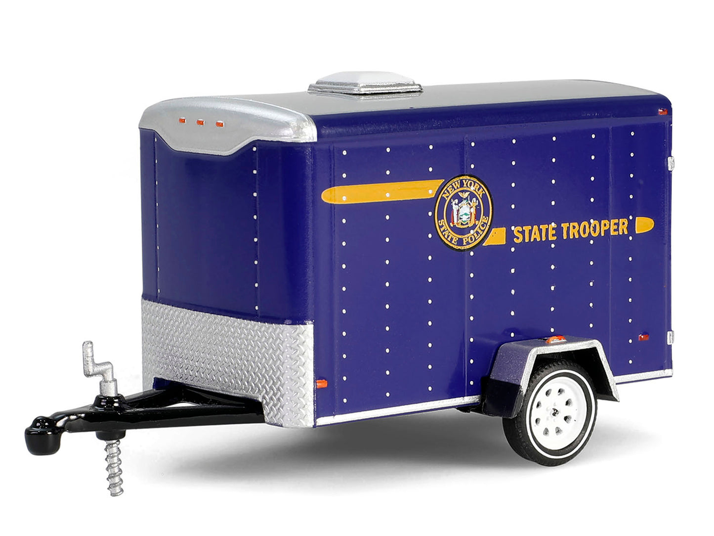 GreenLight 2001 Jeep Cherokee "New York State Police" Blue with Yellow Stripes and Small Cargo Trailer "Hot Pursuit Hitch & Tow" Series 1 1/64 Diecast Model Cars by <h2>2001 Greenlight</h2> <p>High-qu