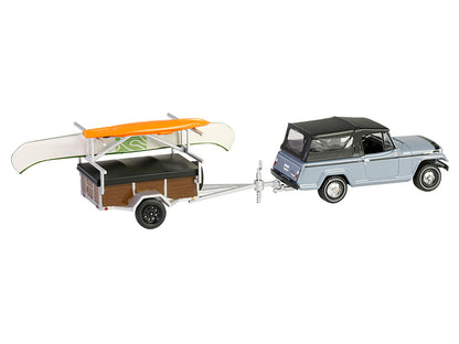 GreenLight 1968 Jeep Jeepster Commando SC-1 Gray with Black Stripes and Top Canoe Trailer Rack Kayak "Hitch & Tow" Series 32 1/64 Diecast Model Cars by <h2>1968 Greenlight</h2> <p>High-quality car per