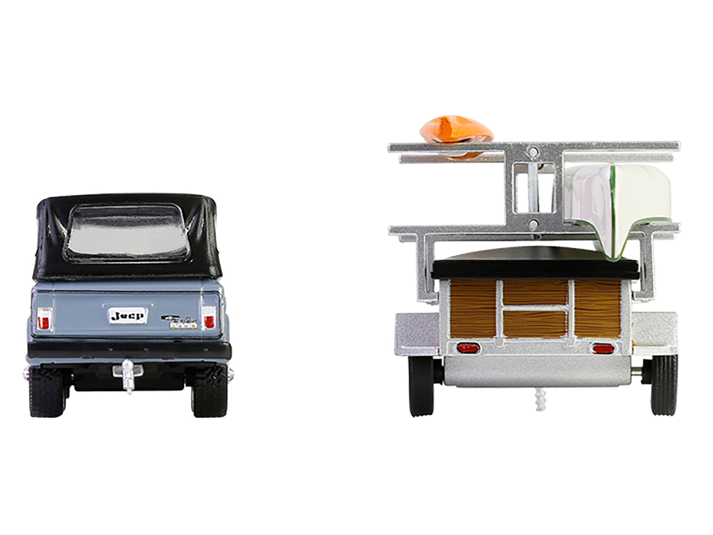 GreenLight 1968 Jeep Jeepster Commando SC-1 Gray with Black Stripes and Top Canoe Trailer Rack Kayak "Hitch & Tow" Series 32 1/64 Diecast Model Cars by <h2>1968 Greenlight</h2> <p>High-quality car per