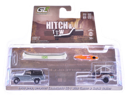 GreenLight 1968 Jeep Jeepster Commando SC-1 Gray with Black Stripes and Top Canoe Trailer Rack Kayak "Hitch & Tow" Series 32 1/64 Diecast Model Cars by <h2>1968 Greenlight</h2> <p>High-quality car per