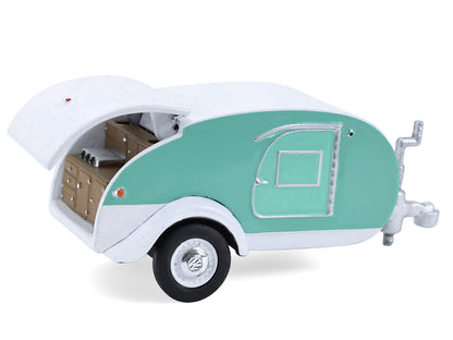 GreenLight 1971 Volkswagen Type 2 Van Seafoam Green and White with Surfboards Teardrop Trailer "Hitch & Tow" Series 33 1/64 Diecast Model Cars by <h2>1971 Greenlight</h2> <p>High-quality car perfect f