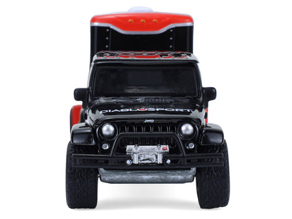 GreenLight 2012 Jeep Wrangler Unlimited "Diablo Sport" Black with Red Graphics and Small Cargo Trailer "Hitch & Tow" Series 33 1/64 Diecast Model Cars by <h2>2012 Greenlight</h2> <p>High-quality car p