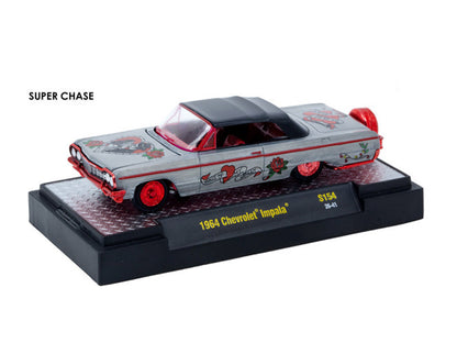 "Auto-Thentics" 6 piece Set Release S154 IN DISPLAY CASES Limited Edition 1/64 T&y Diecast Model Cars by M2 Machines