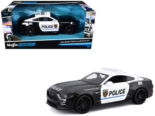 2015 Ford Mustang GT 5.0 "Police" Black and White "Authority" Series 1/24 T&y Diecast Model Car by Maisto