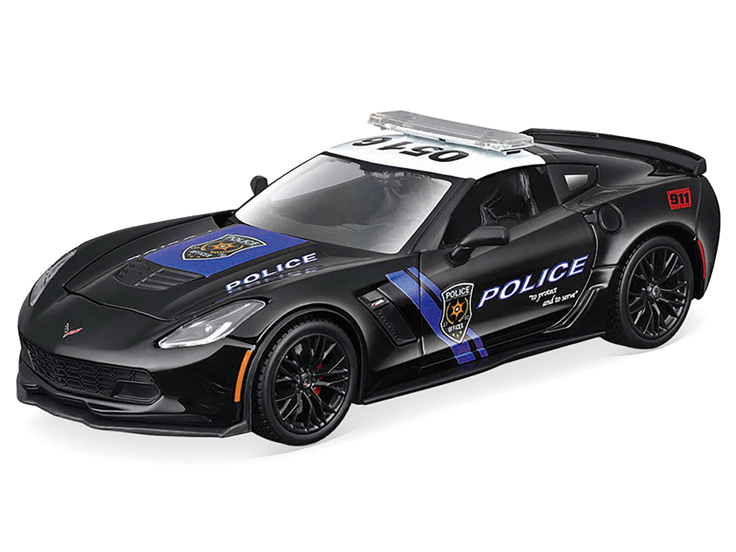 Maisto 2015 Chevrolet Corvette Z06 "Police" Black with Blue Stripes and White Top "Maisto Design Authority" Series 1/24 Diecast Model Car by <h2>2015 Maisto</h2> <p>High-quality perfect for collectors