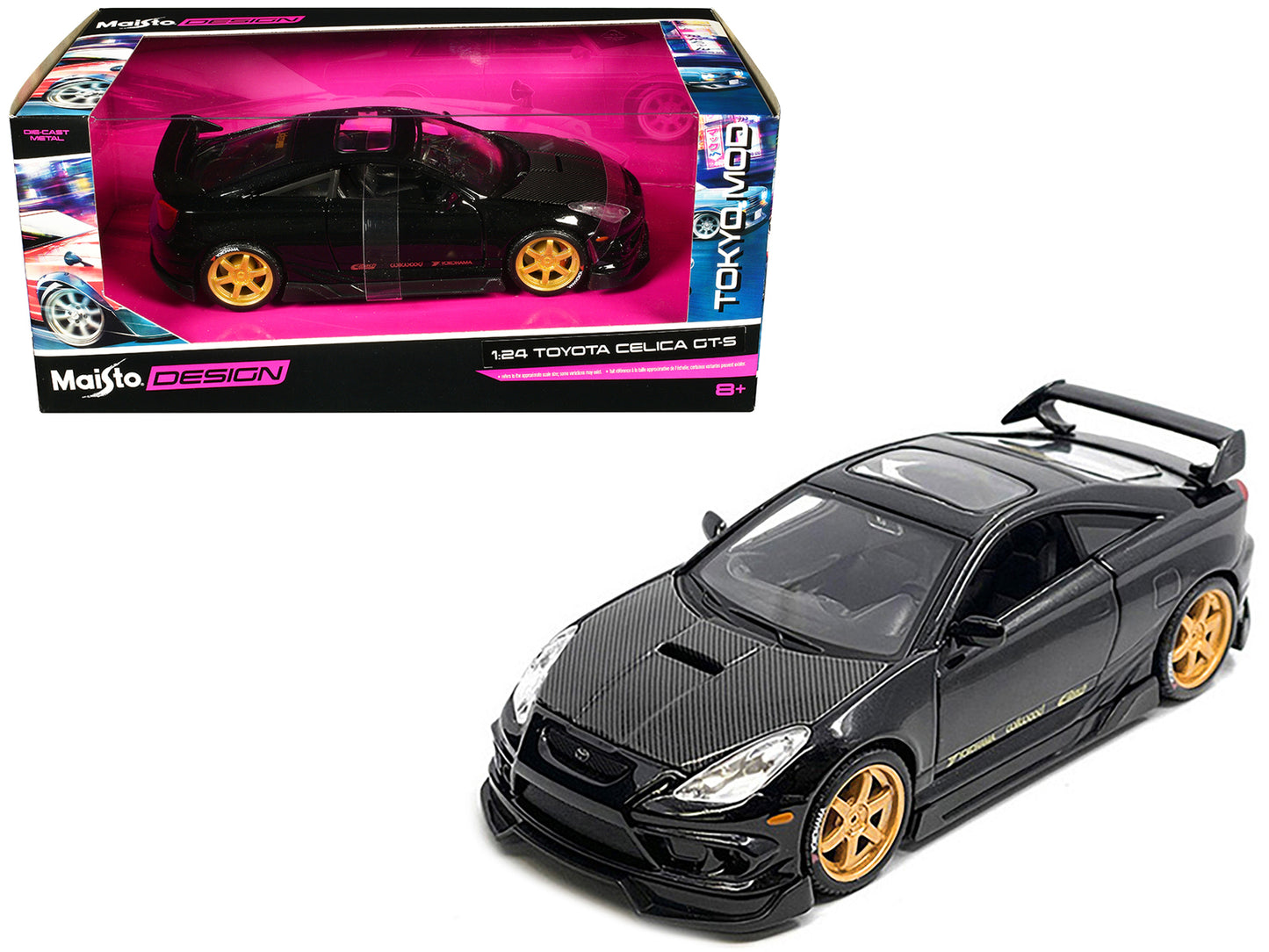 Maisto Toyota Celica GT-S Black with Carbon Hood and Sunroof "Maisto Design Tokyo Mod" Series 1/24 Diecast Model Car by <h2>Toyota Maisto</h2> <p>High-quality perfect for collectors enthusiasts. Featu