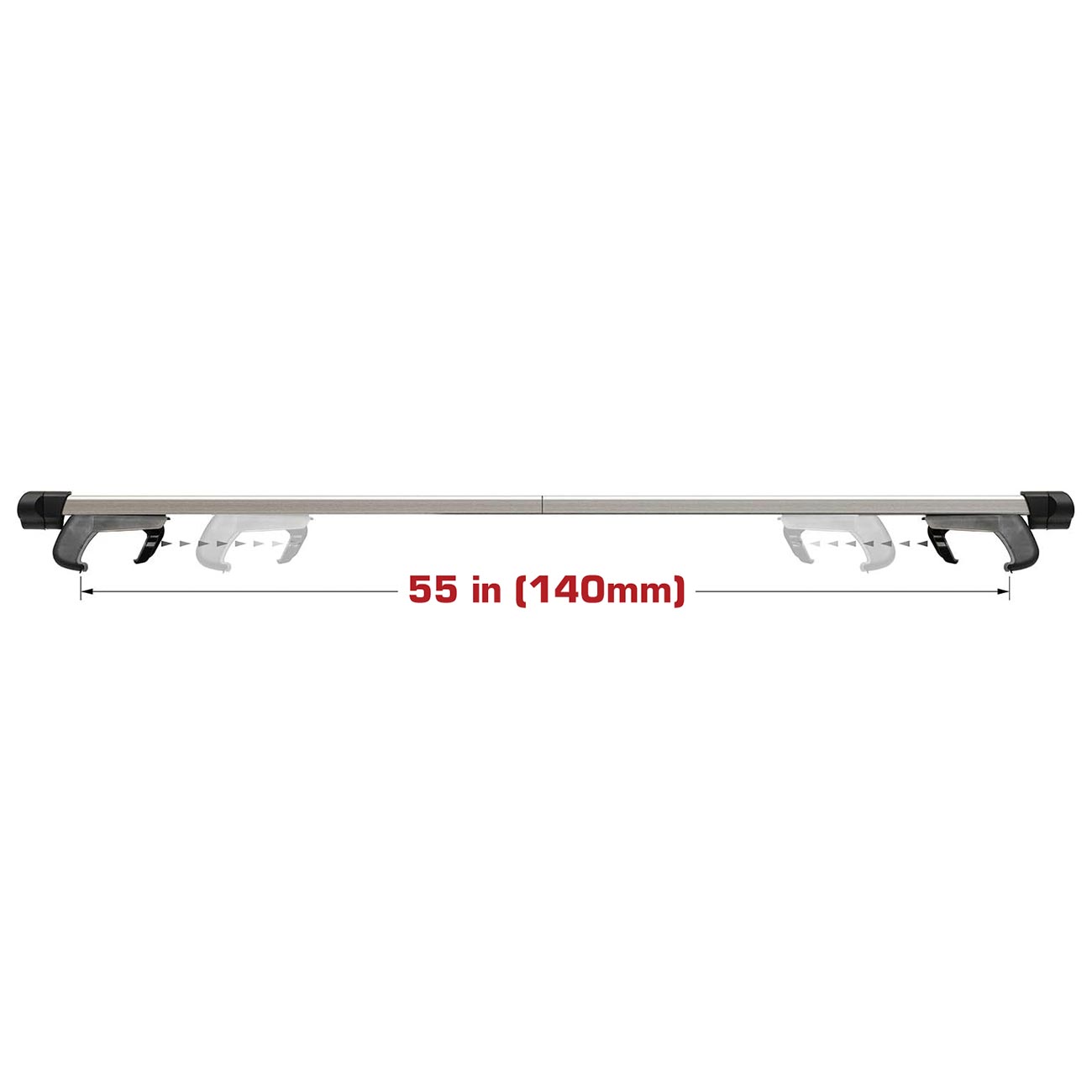 CargoLoc Adjustable Roof Top Cross Bar Set - Adjustable up to 55" (2 Piece)