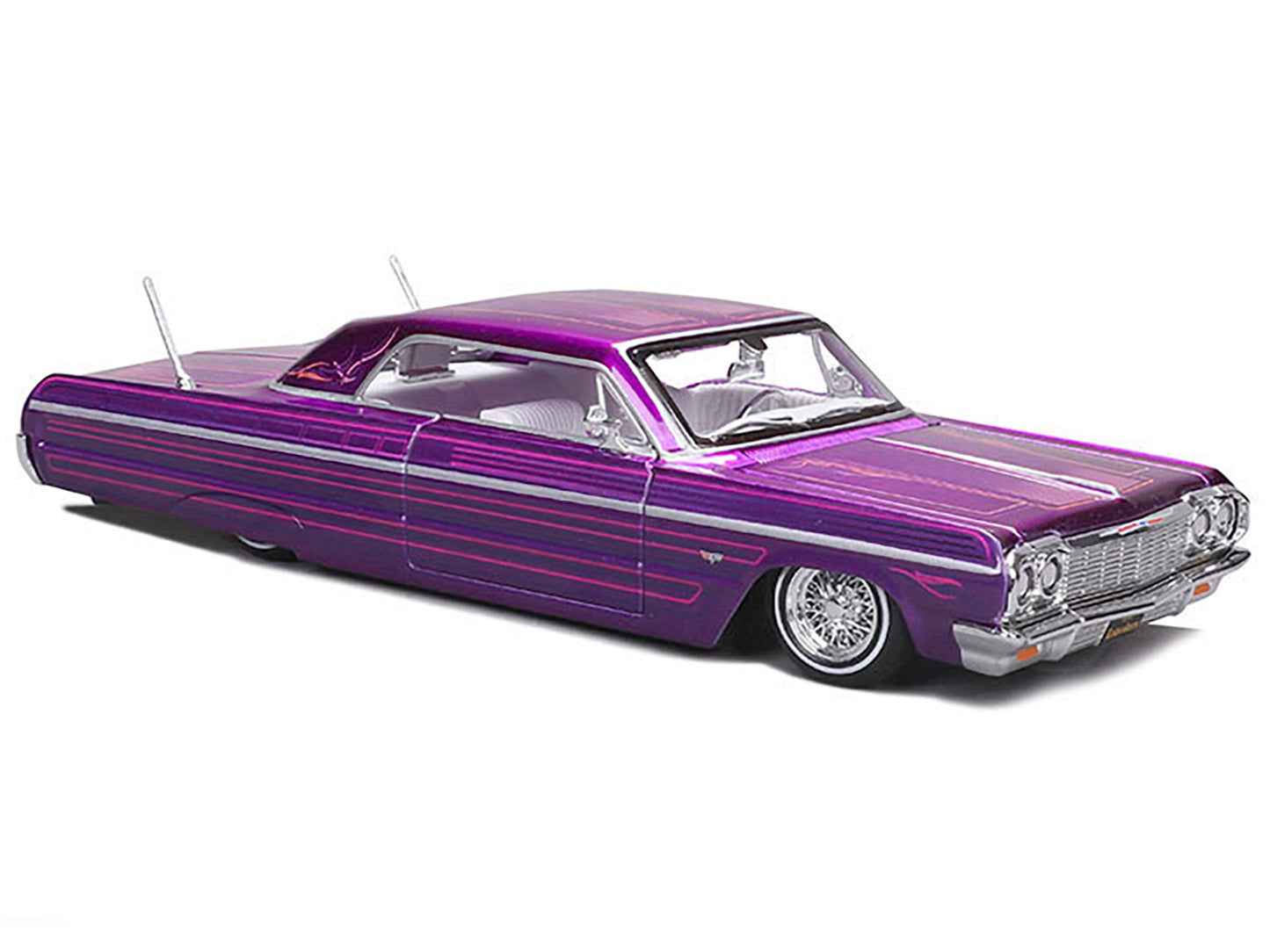 Maisto 1964 Chevrolet Impala SS Lowrider Candy Purple with Graphics and White Interior "Lowriders" "Maisto Design" Series 1/26 Diecast Model Car by <h2>1964 Maisto</h2> <p>High-quality perfect for col