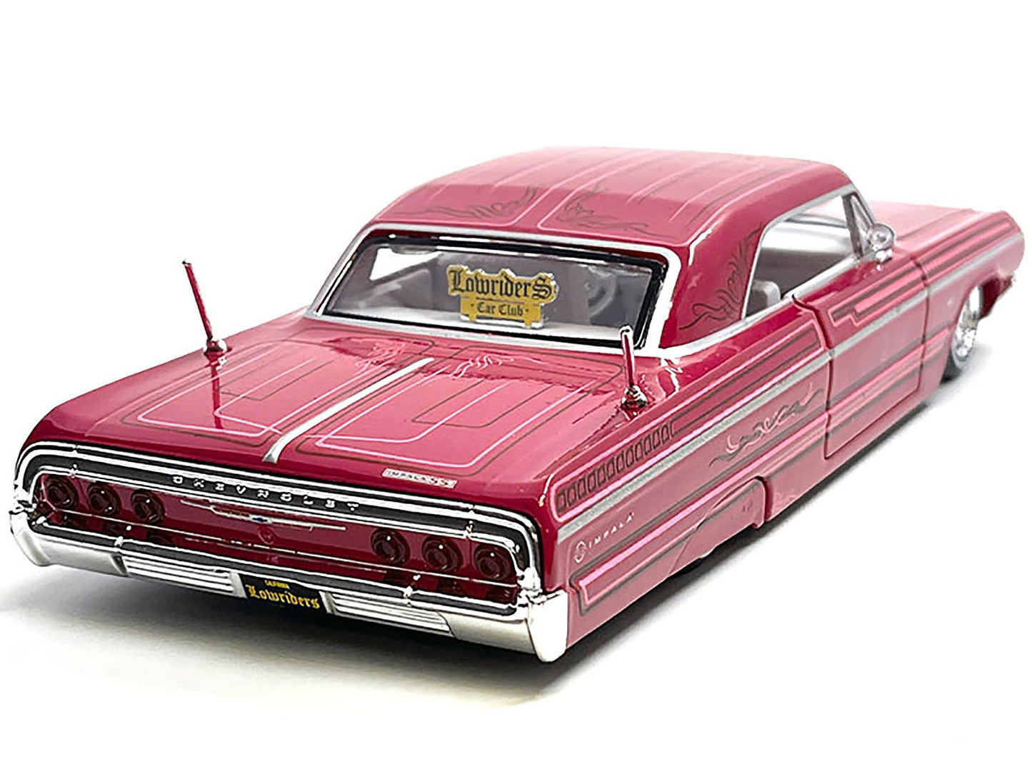 Maisto 1964 Chevrolet Impala SS Lowrider Pink with Graphics and White Interior "Lowriders" "Maisto Design" Series 1/26 Diecast Model Car by <h2>1964 Maisto</h2> <p>High-quality perfect for collectors