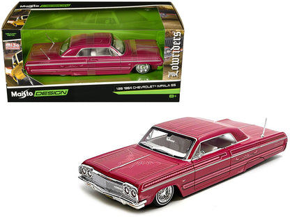 Maisto 1964 Chevrolet Impala SS Lowrider Pink with Graphics and White Interior "Lowriders" "Maisto Design" Series 1/26 Diecast Model Car by <h2>1964 Maisto</h2> <p>High-quality perfect for collectors