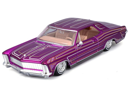 1965 Buick Riviera Lowrider Purple Metallic with Graphics "Lowriders" Series 1/26 T&y Diecast Model Car by Maisto