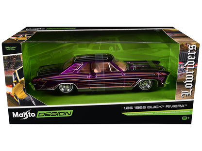 1965 Buick Riviera Lowrider Purple Metallic with Graphics "Lowriders" Series 1/26 T&y Diecast Model Car by Maisto