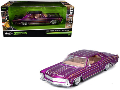 1965 Buick Riviera Lowrider Purple Metallic with Graphics "Lowriders" Series 1/26 T&y Diecast Model Car by Maisto