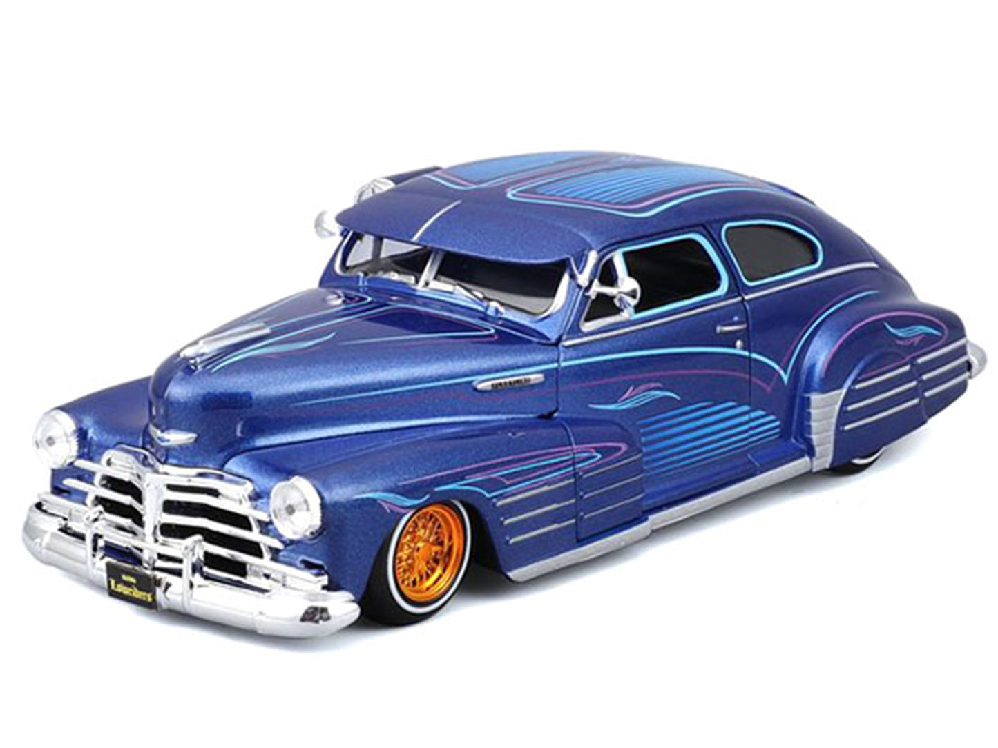 1948 Chevrolet Fleetline Lowrider Blue Metallic with Graphics "Maisto Design" Series 1/25 T&y Diecast Model Car by Maisto