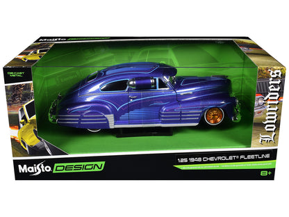 1948 Chevrolet Fleetline Lowrider Blue Metallic with Graphics "Maisto Design" Series 1/25 T&y Diecast Model Car by Maisto