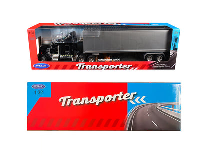 Kenworth W900 Truck Black with Gray Container 1/32 Diecast Model by Welly